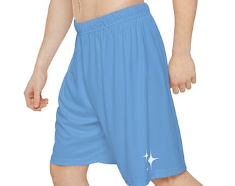 Pantalones cortos de baloncesto azul claro: pantalones cortos deportivos holgados para hombre