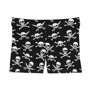 Skull & Bones Booty Shorts Black and White Booty Shorts Skull Gym Clothes Gothic Athletic Shorts