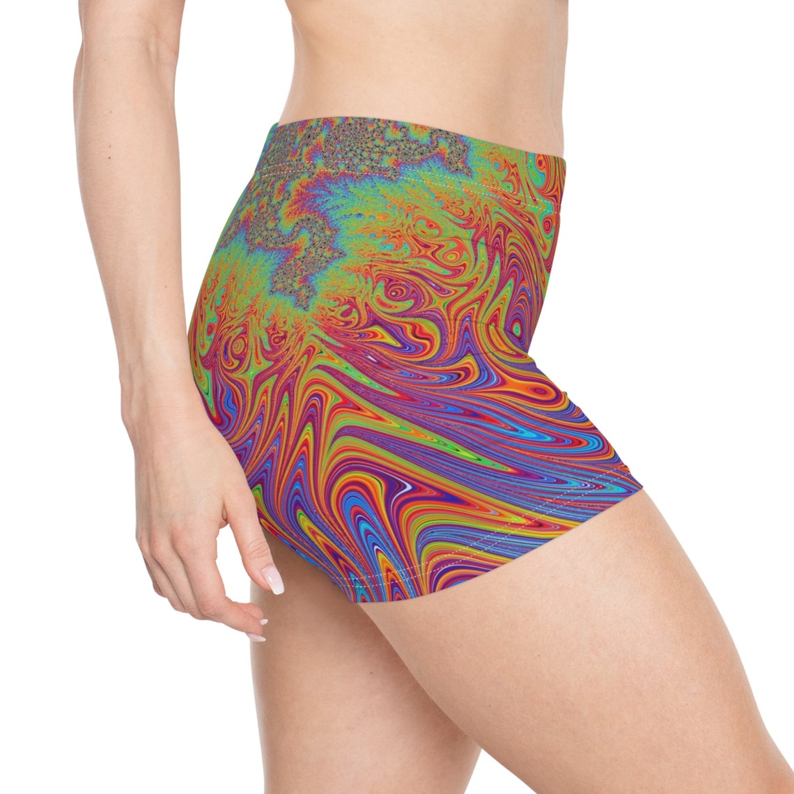 Rainbow Zig-Zag High Cut Booty Shorts
