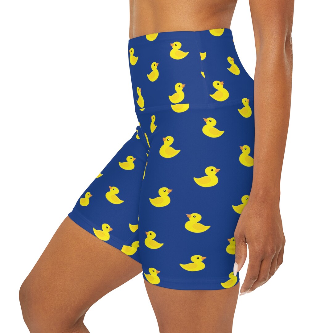 Ducks Shorts Cute Yellow Duck Matching Gym Clothes Blue & Yellow High