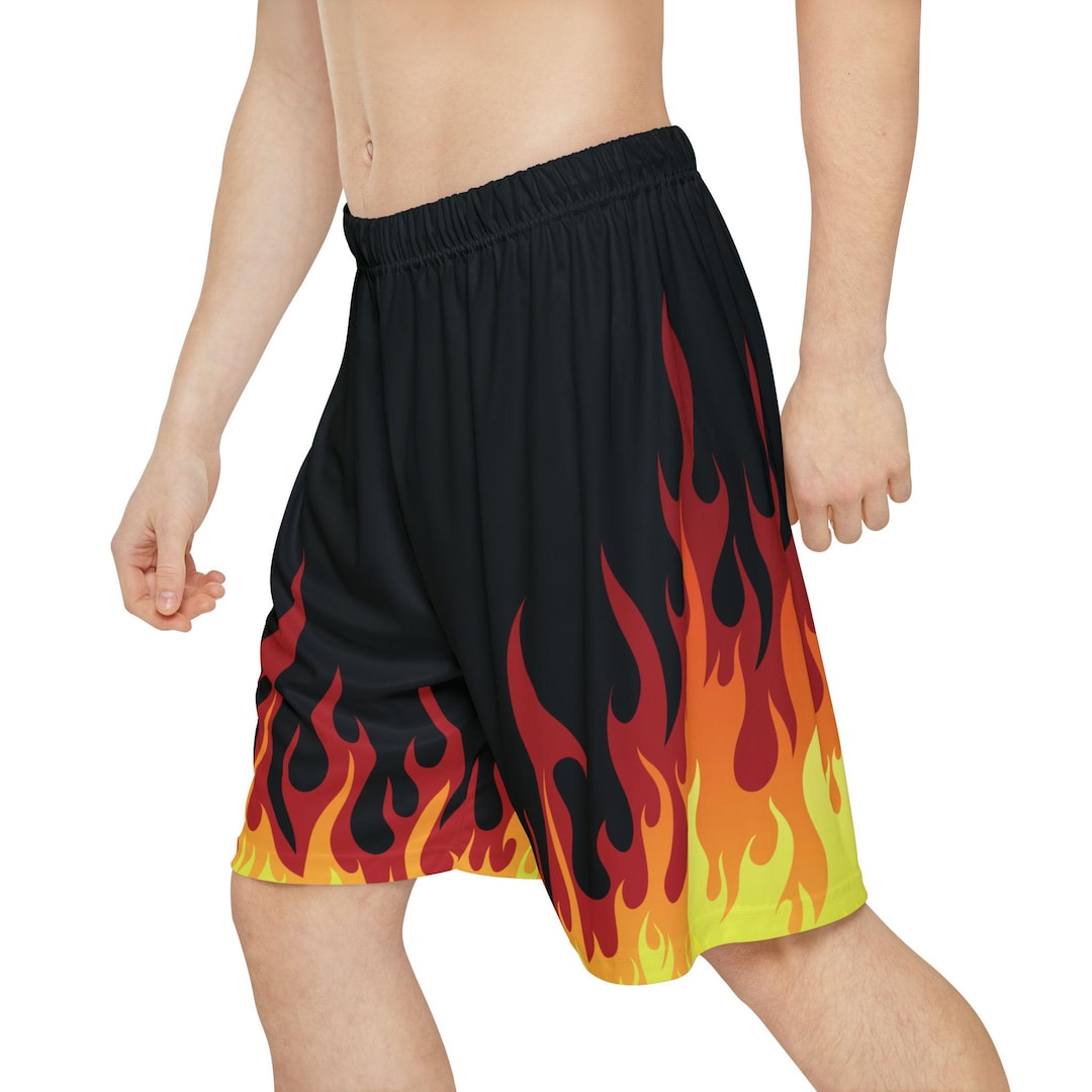 Fire Print Men's Baggy Shorts: Black Flame Design - Etsy