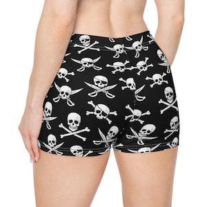 Skull & Bones Booty Shorts Black and White Booty Shorts Skull Gym