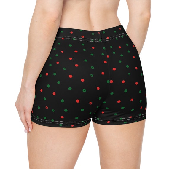 Polka Dot Booty Shorts Red Green Polka Dot Shorts Black Matching Booty Shorts Cute Yoga Spandex Stretchy Shorts Polka Dot Loungewear Etsy Canada