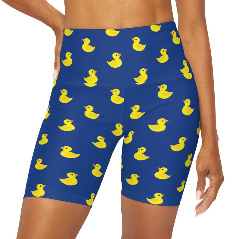 Ducks Shorts Cute Yellow Duck Matching Gym Clothes Blue & Yellow High