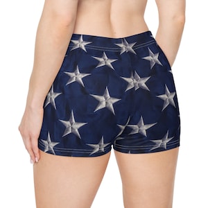 American Flag Booty Shorts: Star Print Yoga Gym Shorts