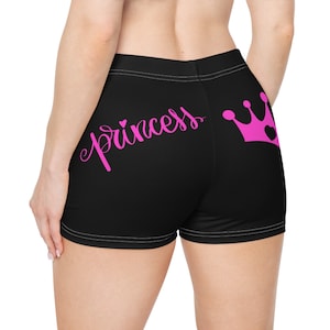 Princess Booty Shorts Crown Shorts Pink & Black Booty Shorts Princess Yoga Shorts Cute Weightlifting Shorts Princess Spandex Stretchy Shorts