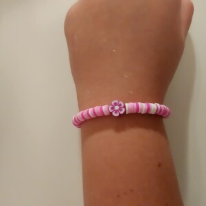 Pink Hawaiian flower clay bead bracelet