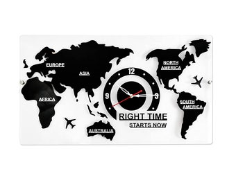 3D World map Design Acrylic Wall Clock for Home, Office, Living Room and Bedroom Decor