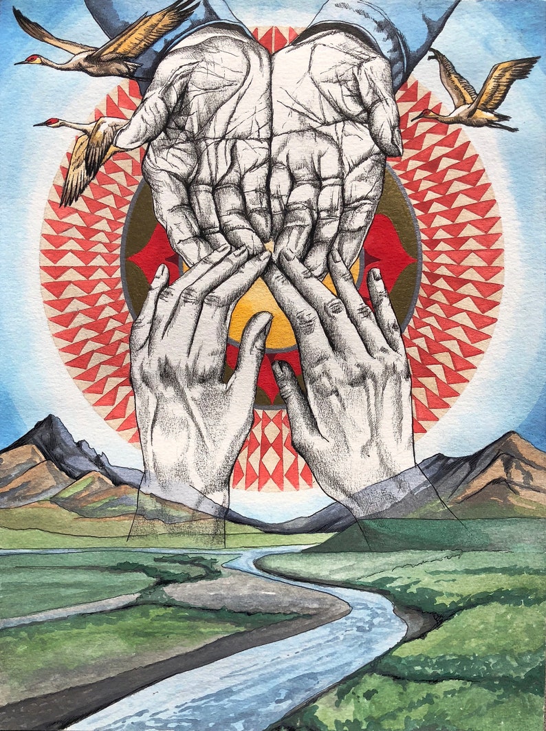Prayer for Peace Mantra Oracle Art Print Saha Navavatu No Frame