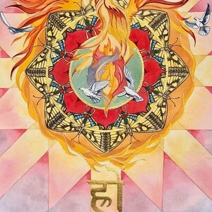 Hrim Mantra Oracle Art Print Heart Chakra No Frame