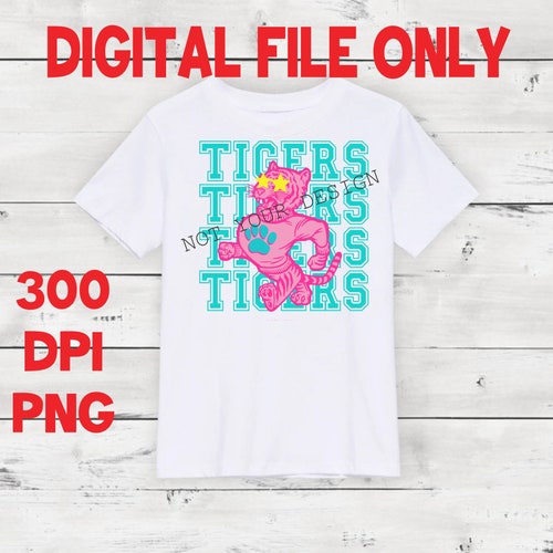 Tigers Preppy Mascot Digital Download Checkerboard Mascot Etsy