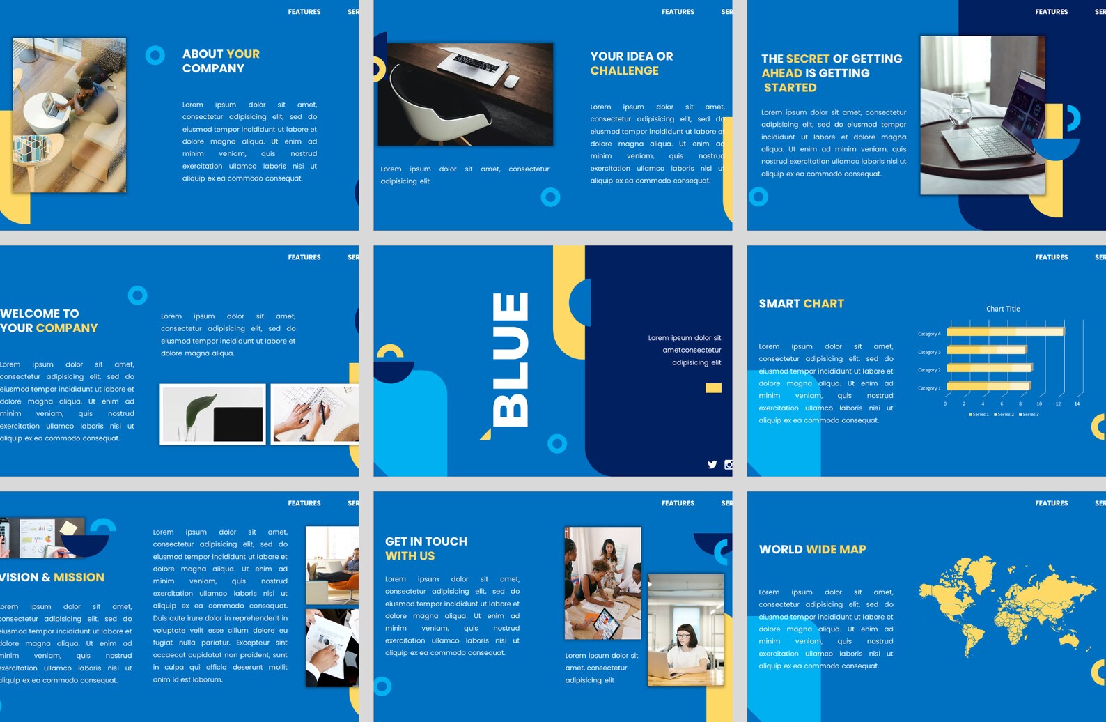 Blue Business Powerpoint Template Business Presentation Etsy