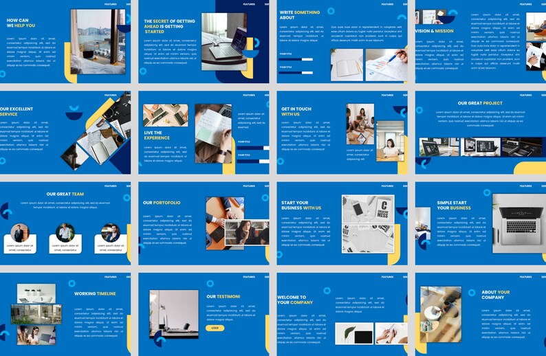 Blue Business Powerpoint Template Business Presentation Etsy