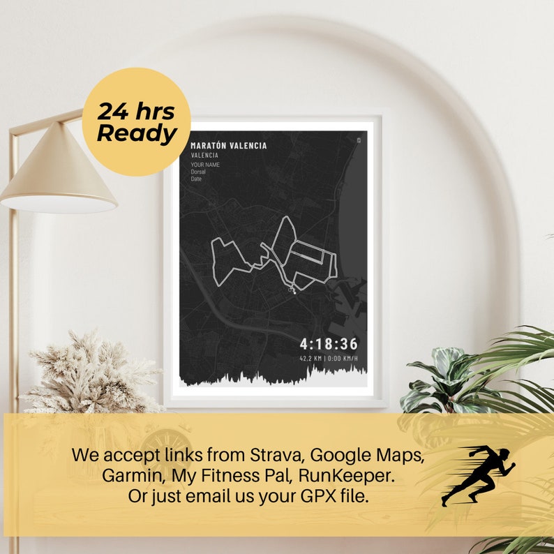 Any Marathon, Strava Route or Run Cycling, Walking or Running GPX Map My Run Custom Marathon