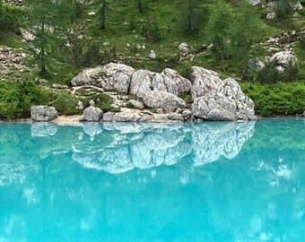 4 Bilder vom Sorapis-See in den Südtiroler Dolomiten für Poster oder Leinwand zum selber drucken, Print Art