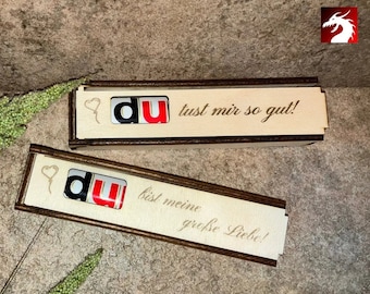 TÚ eres - Caja de regalo Duplo 28 plantillas cortadas con láser, grosor de madera 3 mm y 4 mm, SVG, DXF, AI, Lightburn