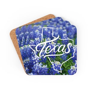 Texas Bluebonnet Korkholz Untersetzer Set