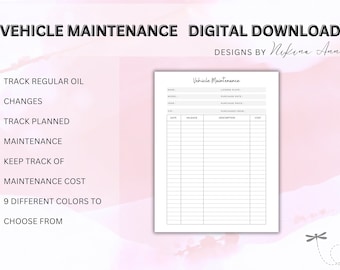 Vehicle Maintenance Log Car Maintenance Vehicle Service Record