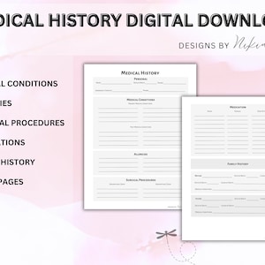 Digital Download Medical History  Family History  Prescriptions  Medical Conditions  Allergies  Surgical Procedures  Stay Organized