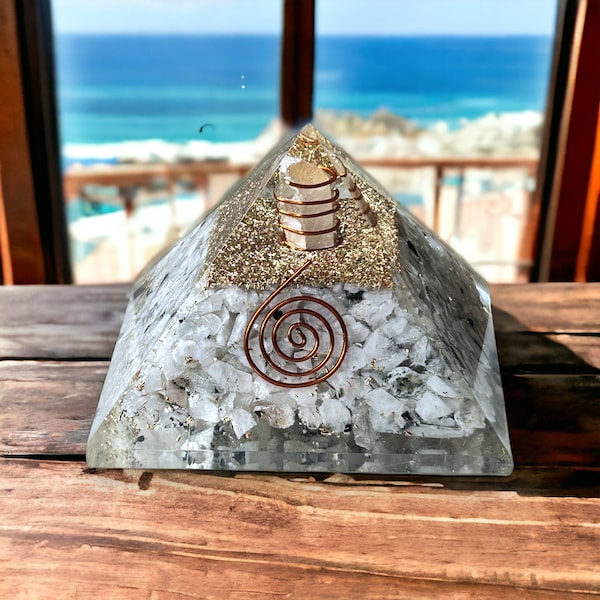 Moonstone Orgonite EMF Pyramid