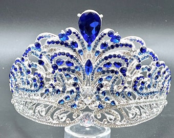 New Mouawad Miss Universe Crown -“Force of good" (2023) Blue Rhinestones, Cubic Zirconia CZ and silver color crown r'bonney r bonney rbonney