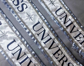 Miss Universe Winner Sash, New style (2023), Miss Universe Sash, Cubic Zirconia, Crystals, Sash, Pageant, Contestant, Miss US contestant