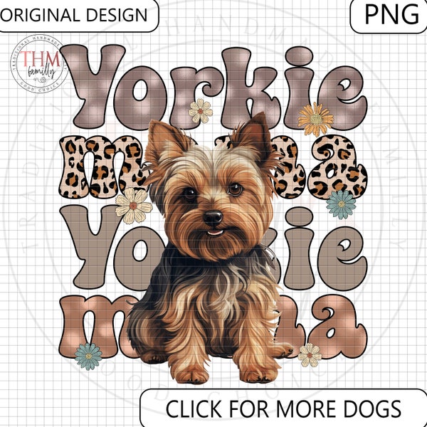 Yorkie Dog Mom Png/ Paw Mom Dog Owner Retro leopard Design Png/ Dog Mom Custom Sublimation/ Dog Owner Gifts/ Dog Mom gif Instant download.