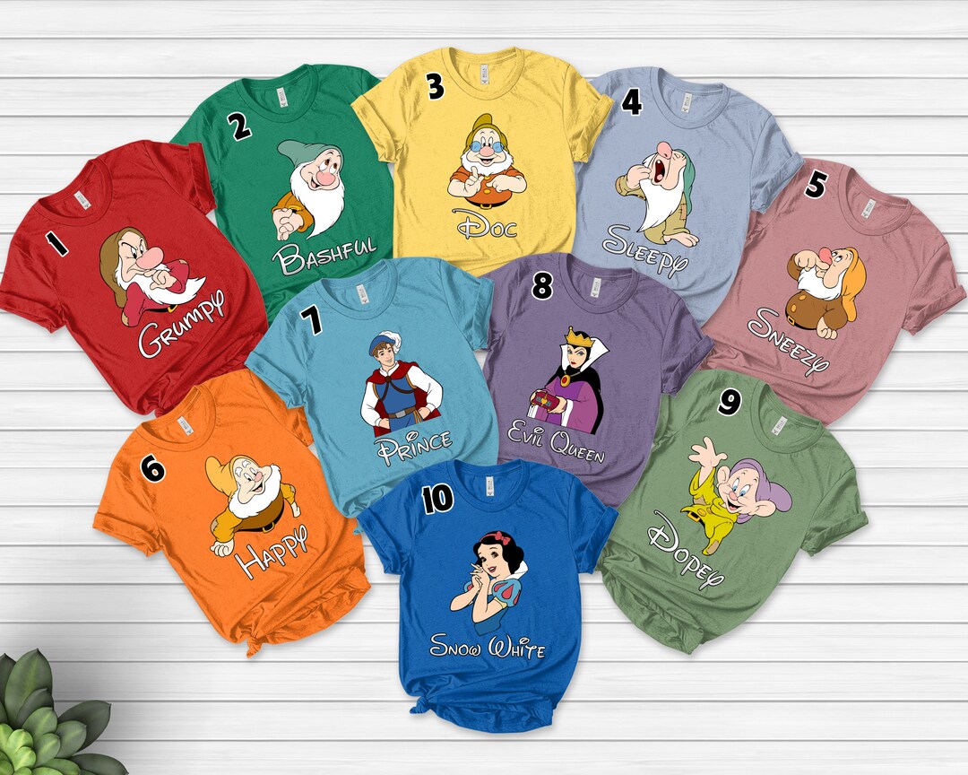 Seven Drawfs Matching Shirts, 7 Dwarfs Group Shirt, Snow White and the ...