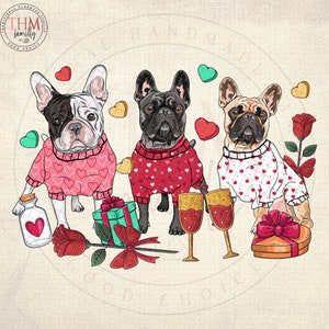 French Bulldog Valentine Funny Retro PNG, Cute Dog Valentine Gift for Frenchie Moms - Dog Owners with Customization Option Instant Download.
