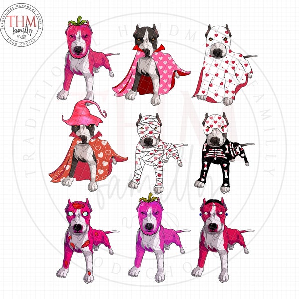 Pitbull Valentine png/ Pitbull Halloween Valentine funny design/ Pitbull mom gift/ Pitbull dad/ Gift for dog lover/ Valentine costume dog.