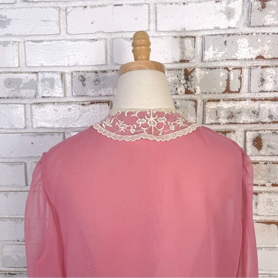 Vintage 70s Pink Sheer Bolero With Scalloped Lace… - image 6