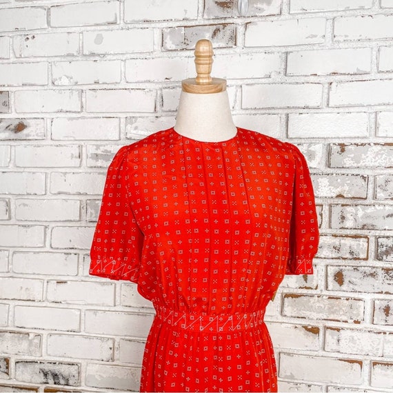 Vintage 80s Petites for Maggy Red Secretary Puff … - image 2