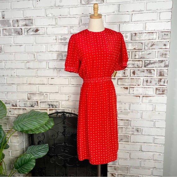 Vintage 80s Petites for Maggy Red Secretary Puff … - image 1