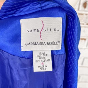 Vintage 90s Adrianna Papell Cobalt Blue Silk Two Piece Skirt Suit Set 6 image 10
