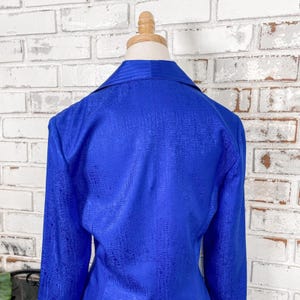 Vintage 90s Adrianna Papell Cobalt Blue Silk Two Piece Skirt Suit Set 6 image 6
