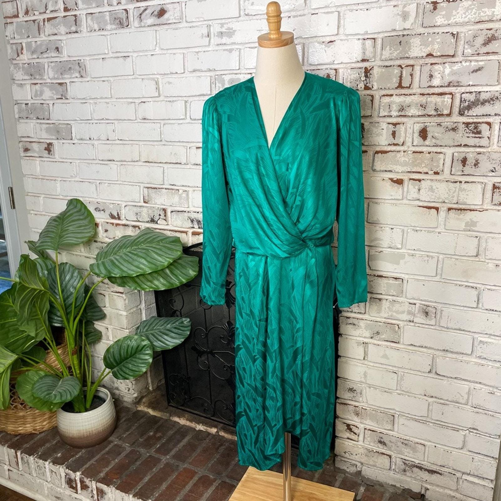 sachin and babi light blue dress Silk Wrap Dress Emerald Green