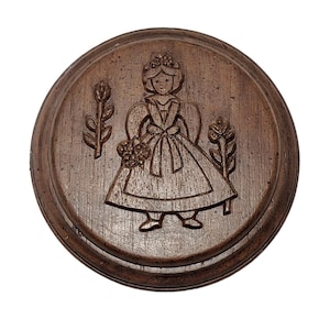 Targa da parete vintage in resina. Ragazza olandese, effetto legno. Portachiavi nascosto. 15 cm.