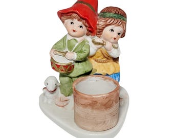 Vtg Jasco 1979 Hand Painted Christmas Luvkins Figurine Drummer Boy Candle Holder