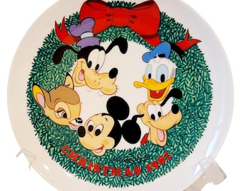 Vintage 1981 Schmid Walt Disney Micky Maus Frohe Feiertage Weihnachten Weihnachten Teller Teller