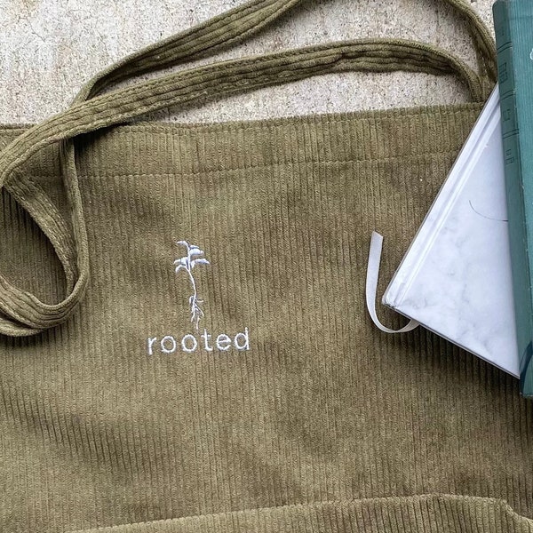 Rooted tote bag | embroidered christian tote| embroidered tote bag | bible bag | corduroy tote bag| christian tote bag| cute summer bag