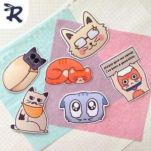 Katzenaufkleber |  Die Cut Aufkleber - Vinyl matt Aufkleber - Wasserfester und wasserdichter Aufkleber - süsse Aufkleber