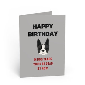 Carte d'anniversaire sarcastique | en âge de chien, vous seriez mort maintenant | Humour noir et cadeau torréfié | Blanc à l'intérieur avec enveloppe