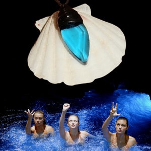 Real H2O Just Add Water Crystal Necklace Moonstone Mako Mermaid Blue Topaz Pendant