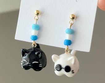 Gojo & Geto (Cat) Earrings  | Handmade Kawaii Clay Earrings