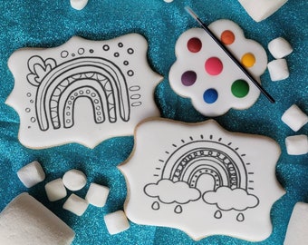 Paint Your Own Boho Raining Rainbow & Bohemian Rainbow Butter Vanilla Decorate Your Own Sugar Cookie Kit