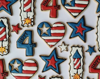 Patriotic U.S.A. America Merica 4th of July Memorial Day Decorated Butter Vanilla Sugar Cookies