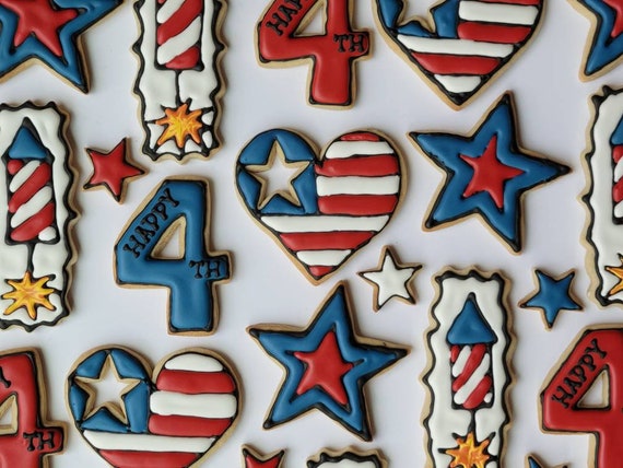 Patriotic U.S.A. America Merica 4th of July Memorial Day Decorated Butter Vanilla Sugar Cookies