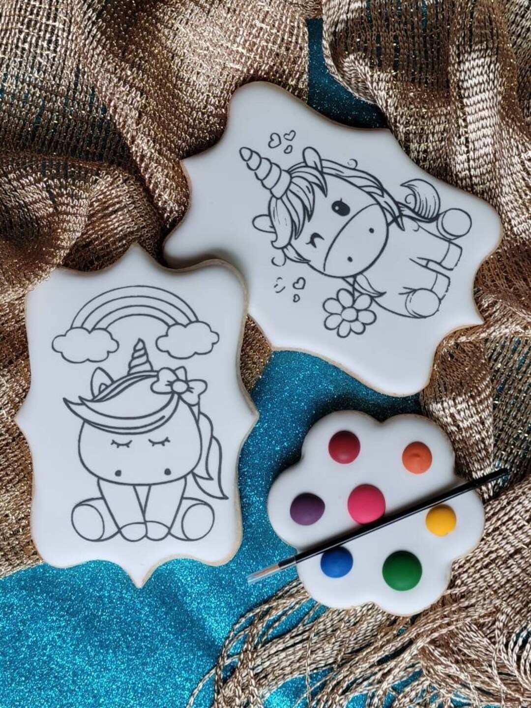 Paint Your Own Unicorns With Rainbow & Flower Sugar Cookie Kit Etsy