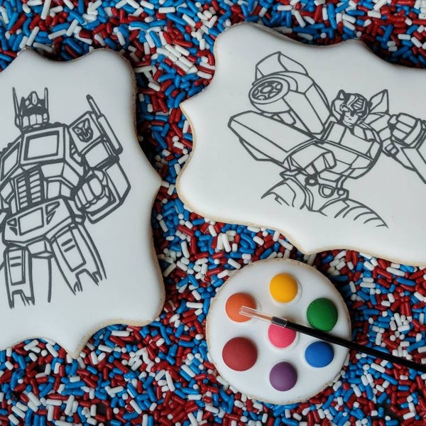 Paint Your Own Transformers Optimus Prime Bummblebee Autobots Truck Car Robot Decorated Sugar Cookie Kit