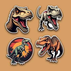 Holographische Dinosaurier-Aufkleber - 4er-Pack glänzende wasserdichte Vinyl-Dino-Aufkleber